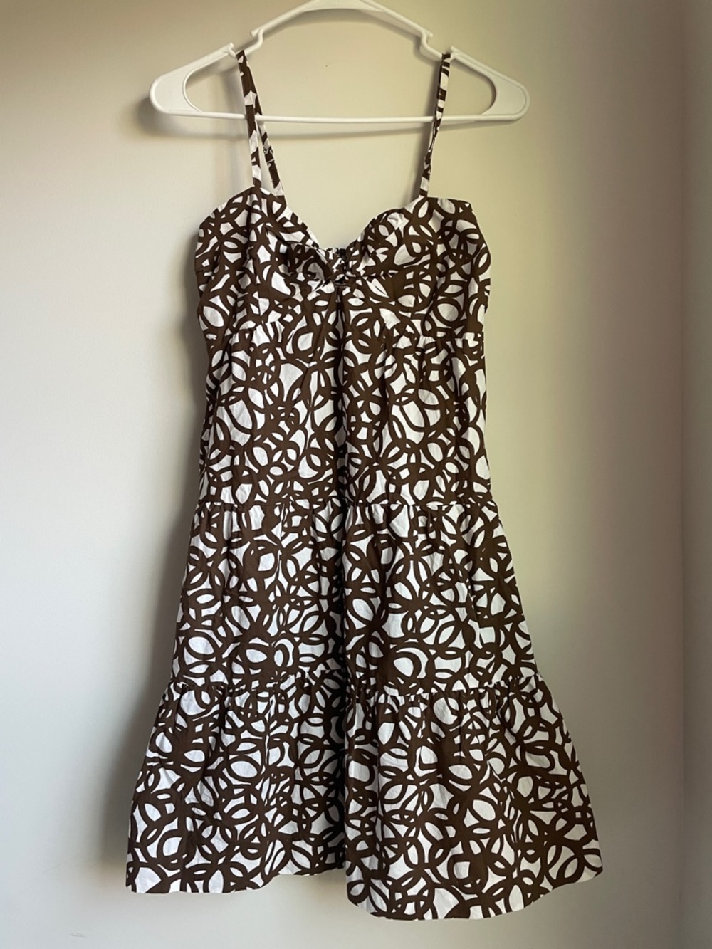 Banana Republic Brown & White Tiered Cotton Mini Dress